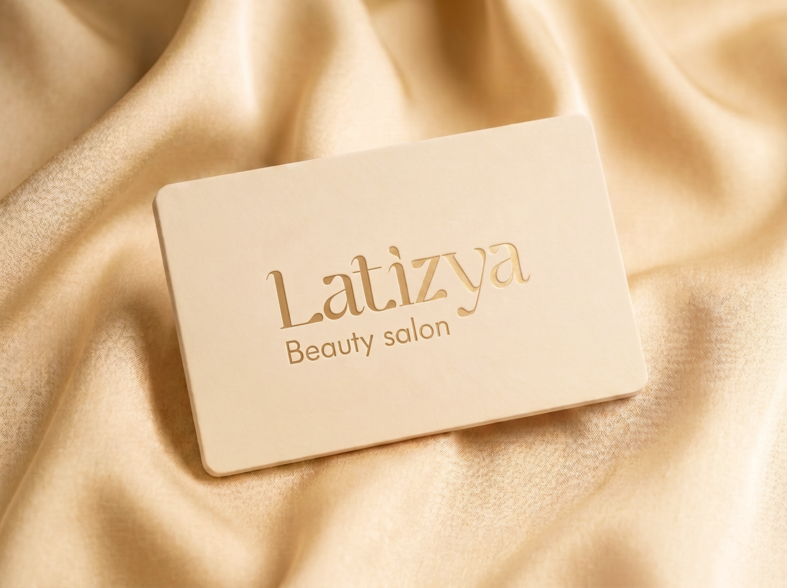 Latizya beauty salon branding — business card mockup