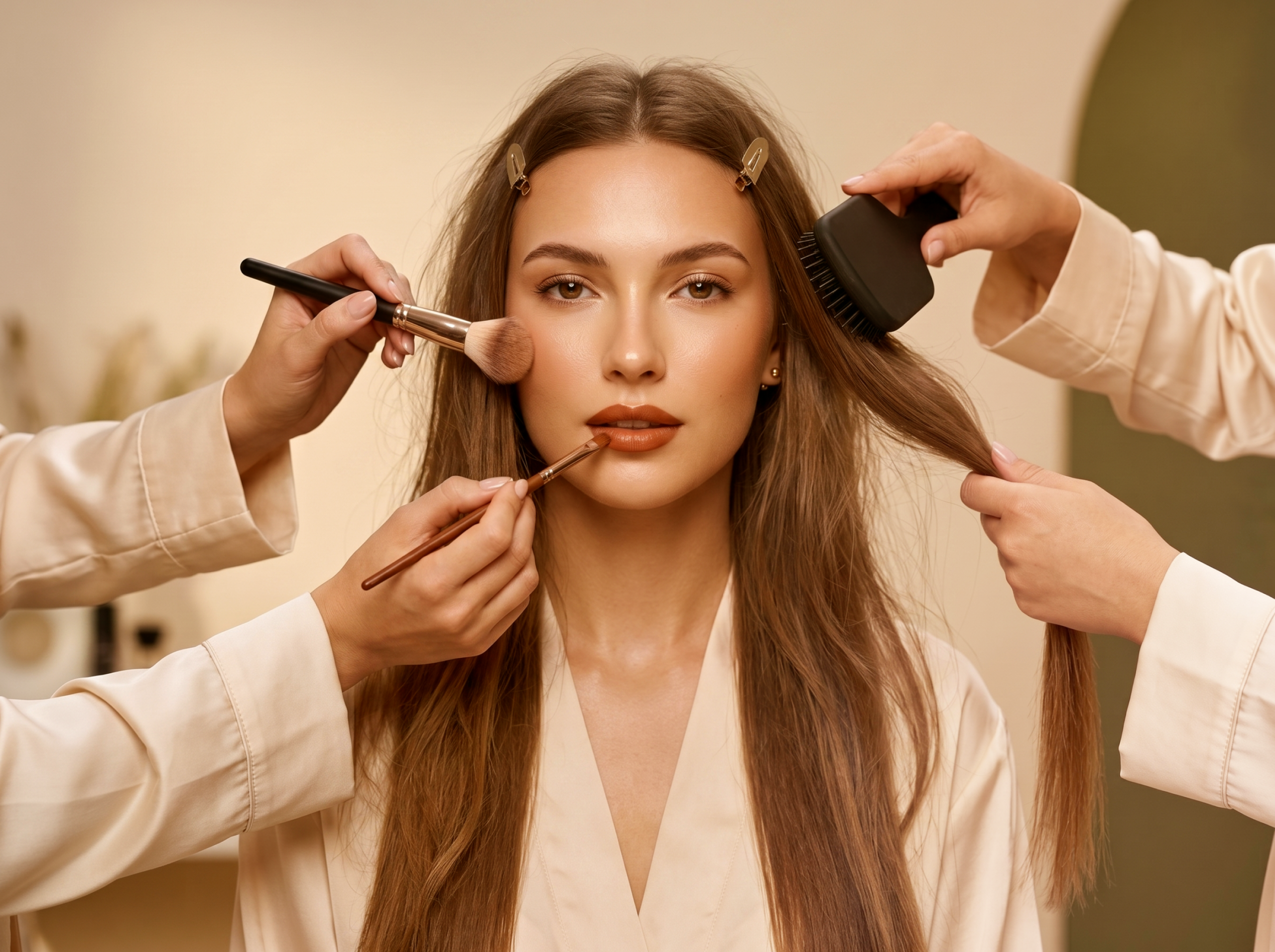Latizya beauty salon branding — makeup and hair styling session