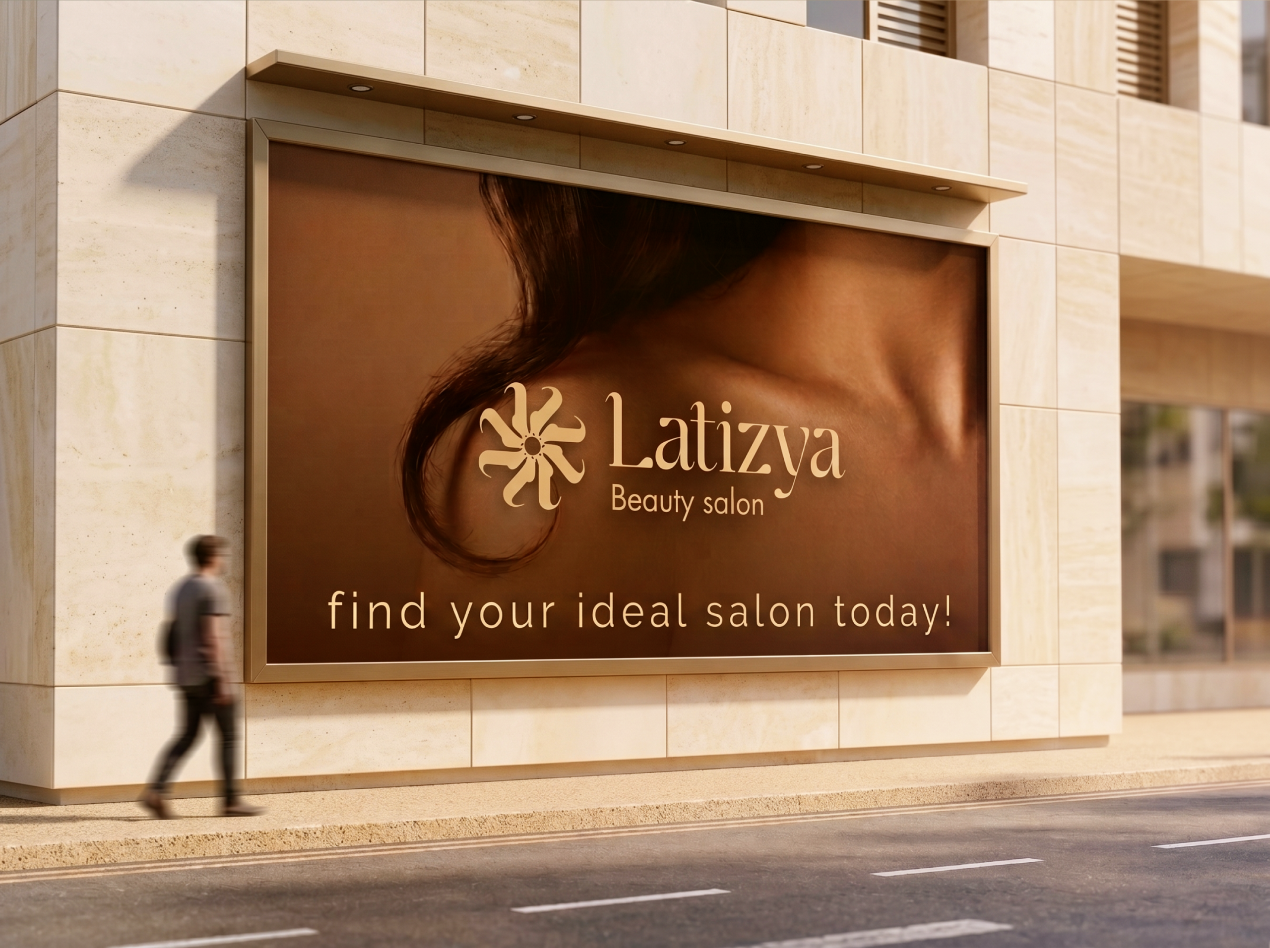 Latizya beauty salon branding — storefront facade exterior