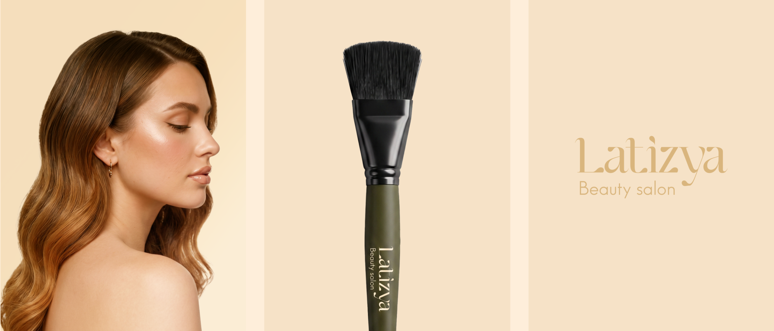 Latizya beauty salon branding — hair styling tools flat lay