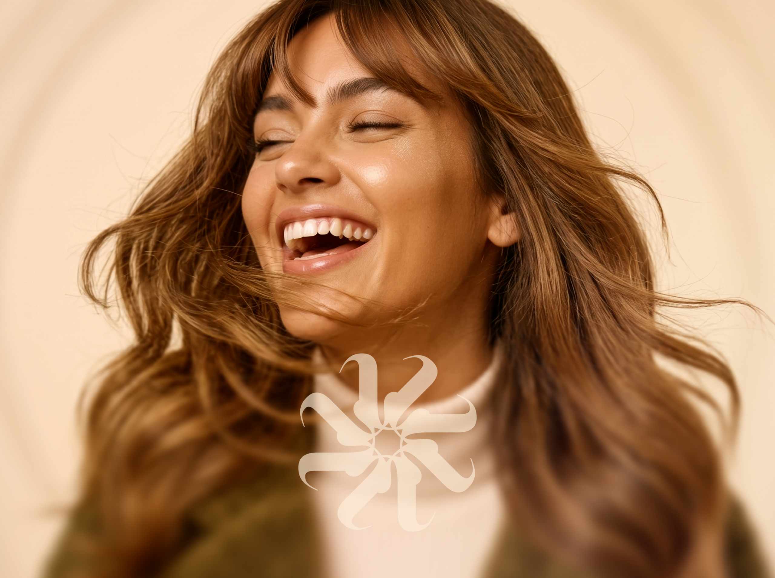 Latizya beauty salon branding — joyful client portrait photography
