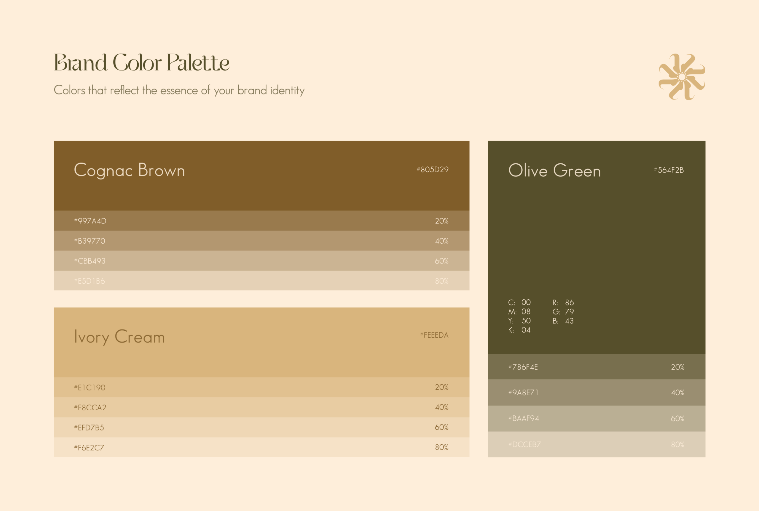 Latizya beauty salon branding — brand color palette showcase