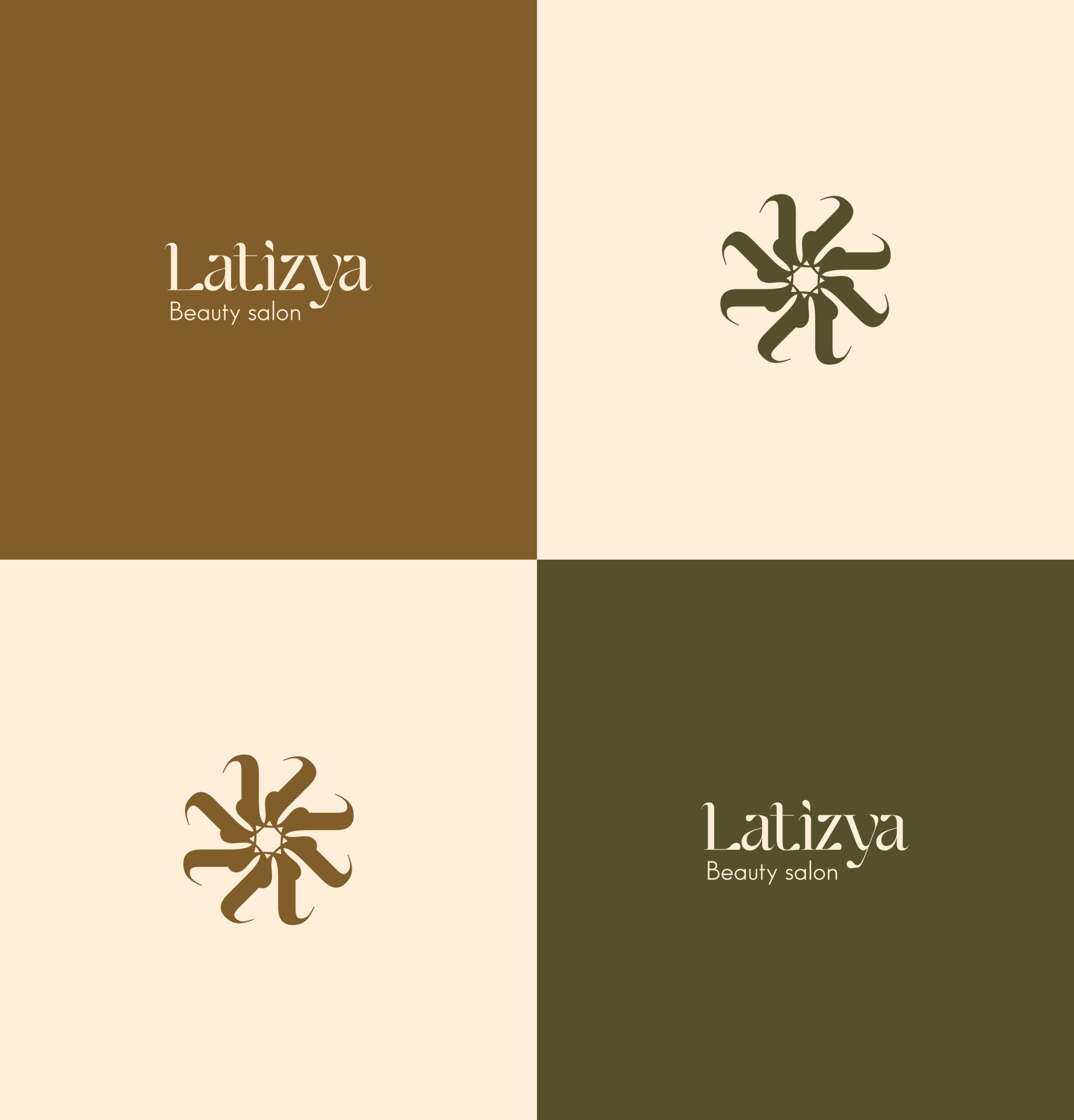 Latizya beauty salon branding — logo and icon color variations