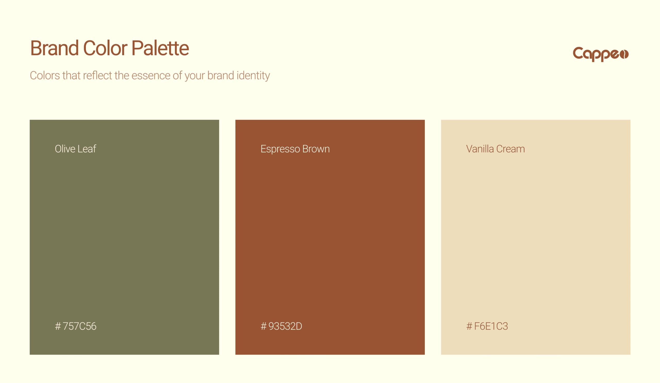 Cappeo café brand color palette