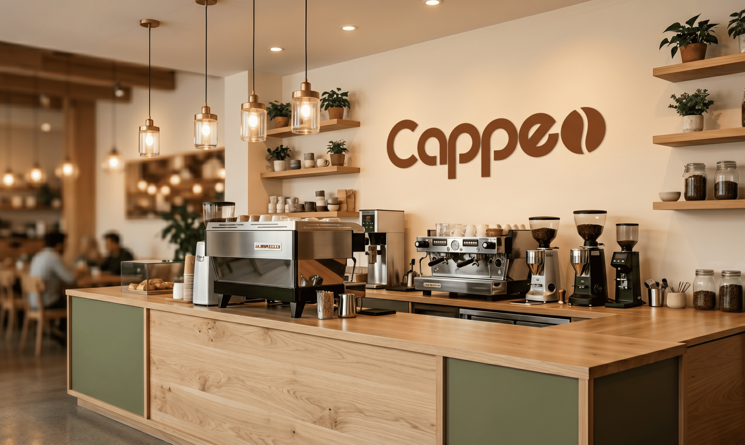 Cappeo café interior branding and signage