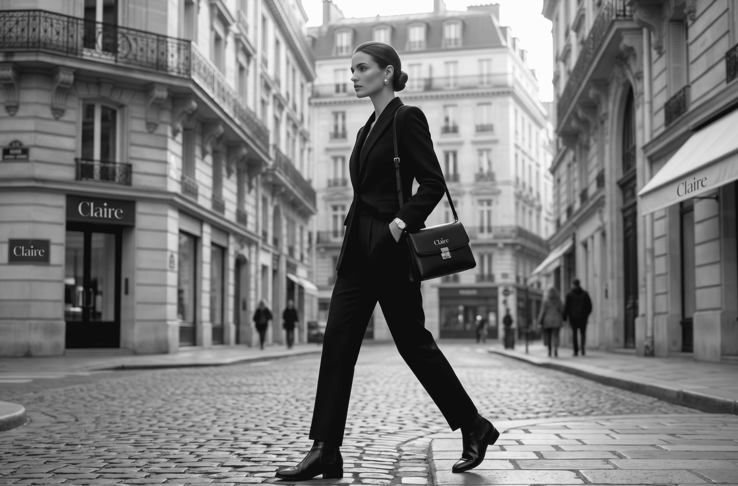 Claire luxury fashion lifestyle photography — city street
