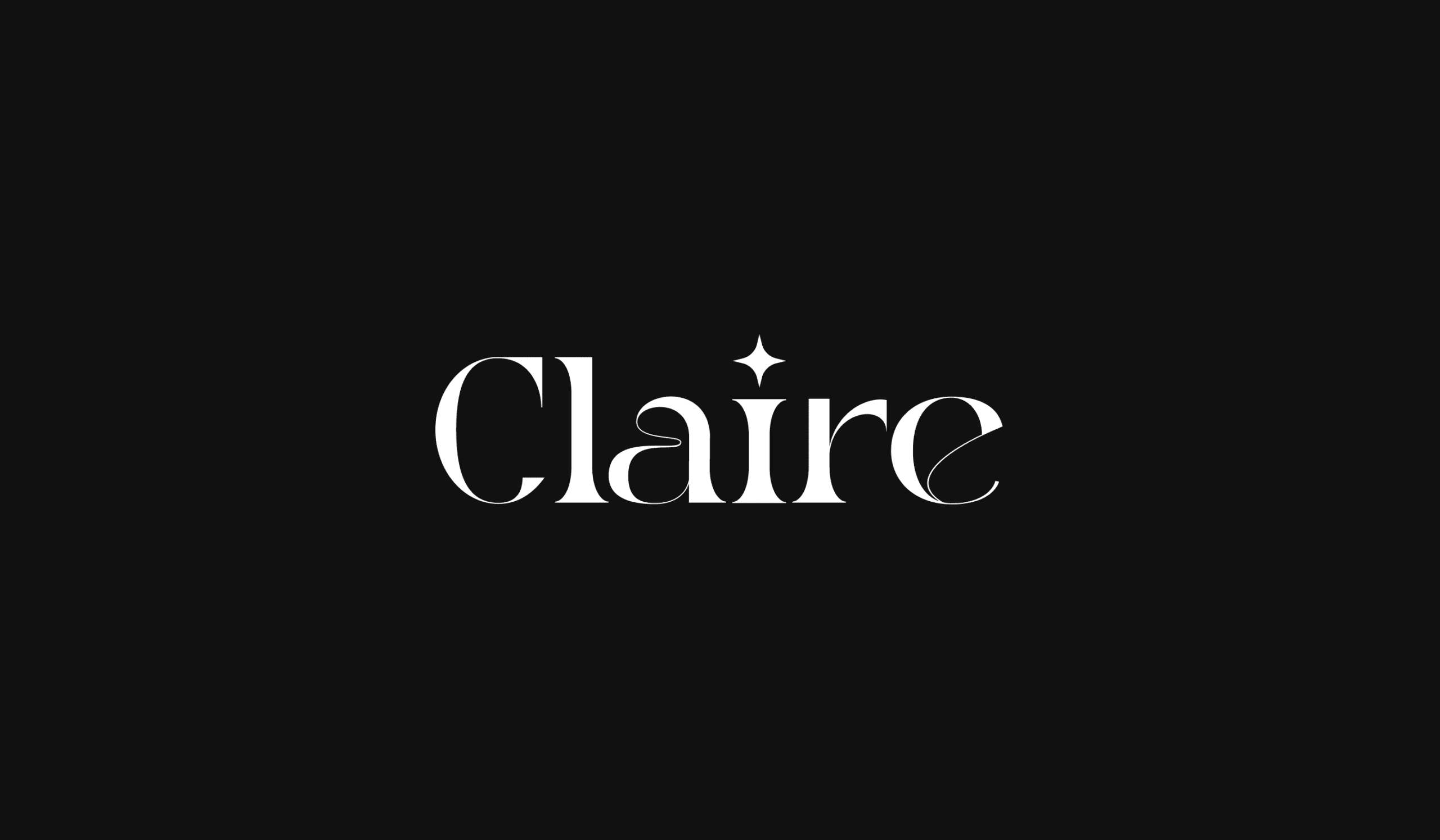 Claire wordmark logo on black background