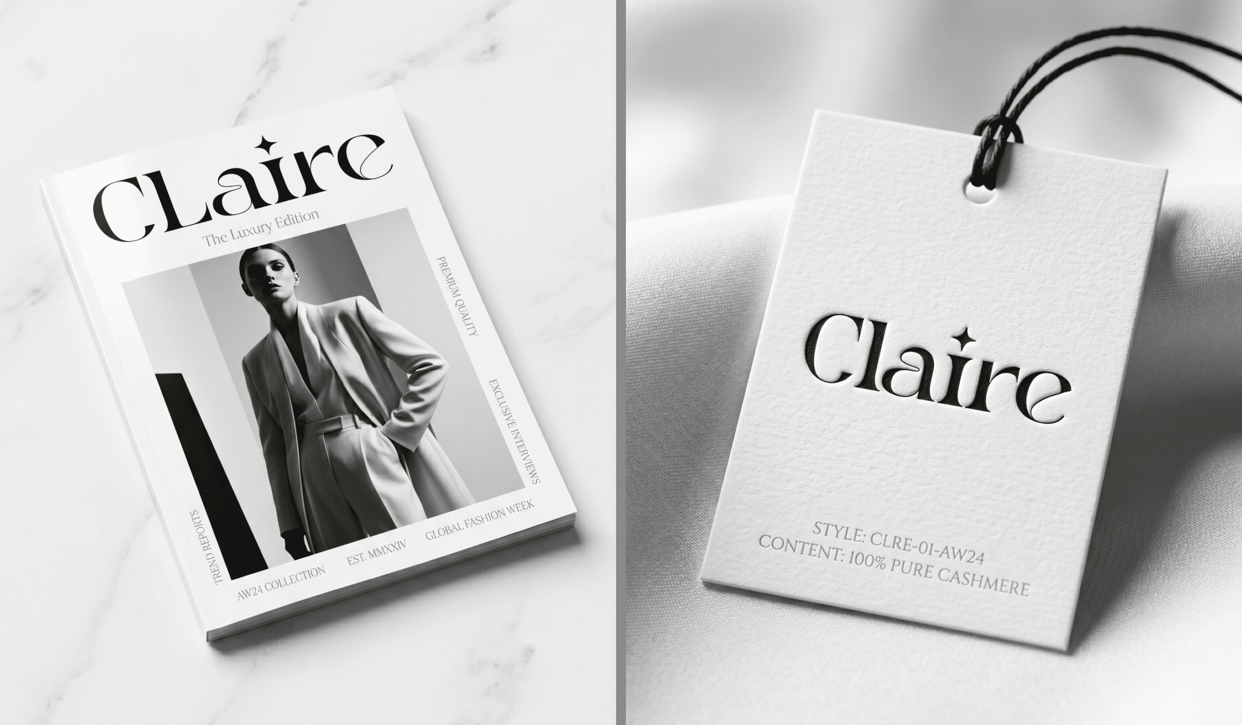 Claire luxury packaging and hangtag design
