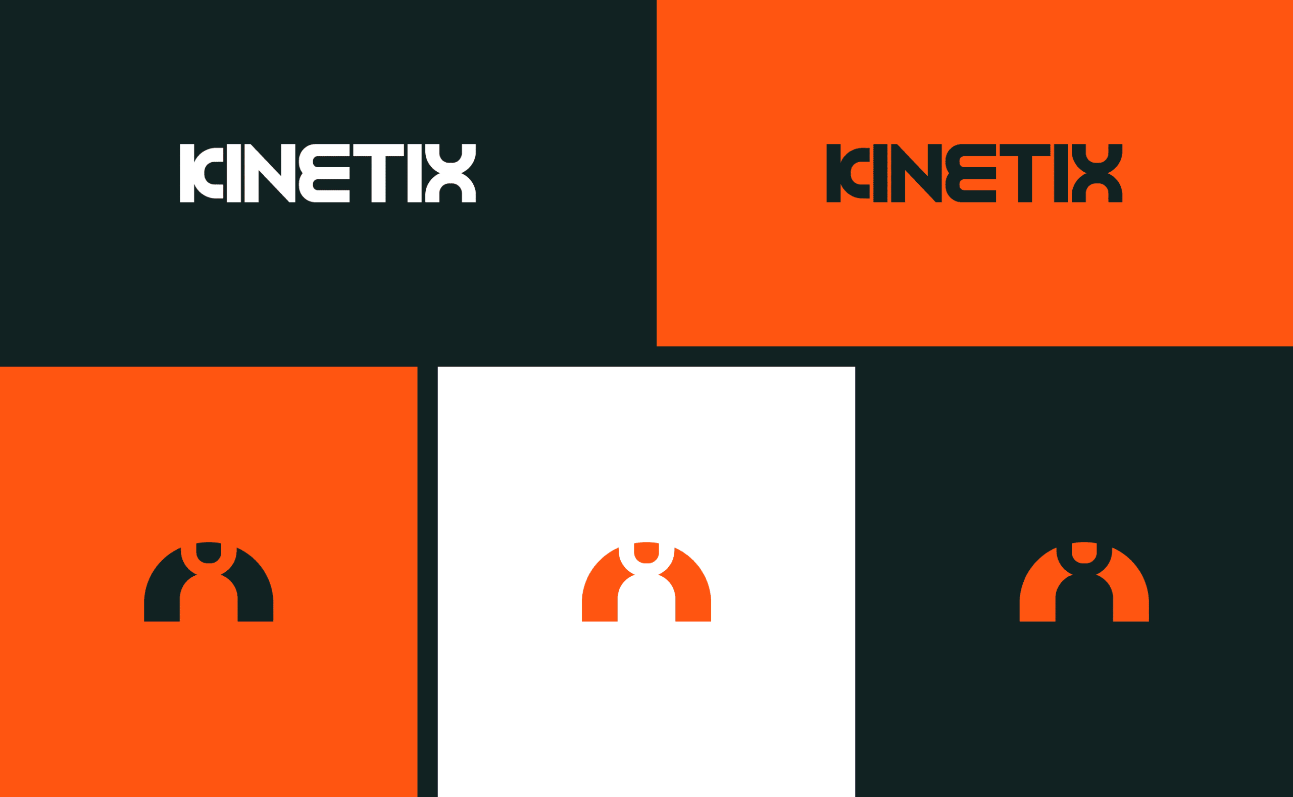 KINETIX brand color palette and logo mark variations
