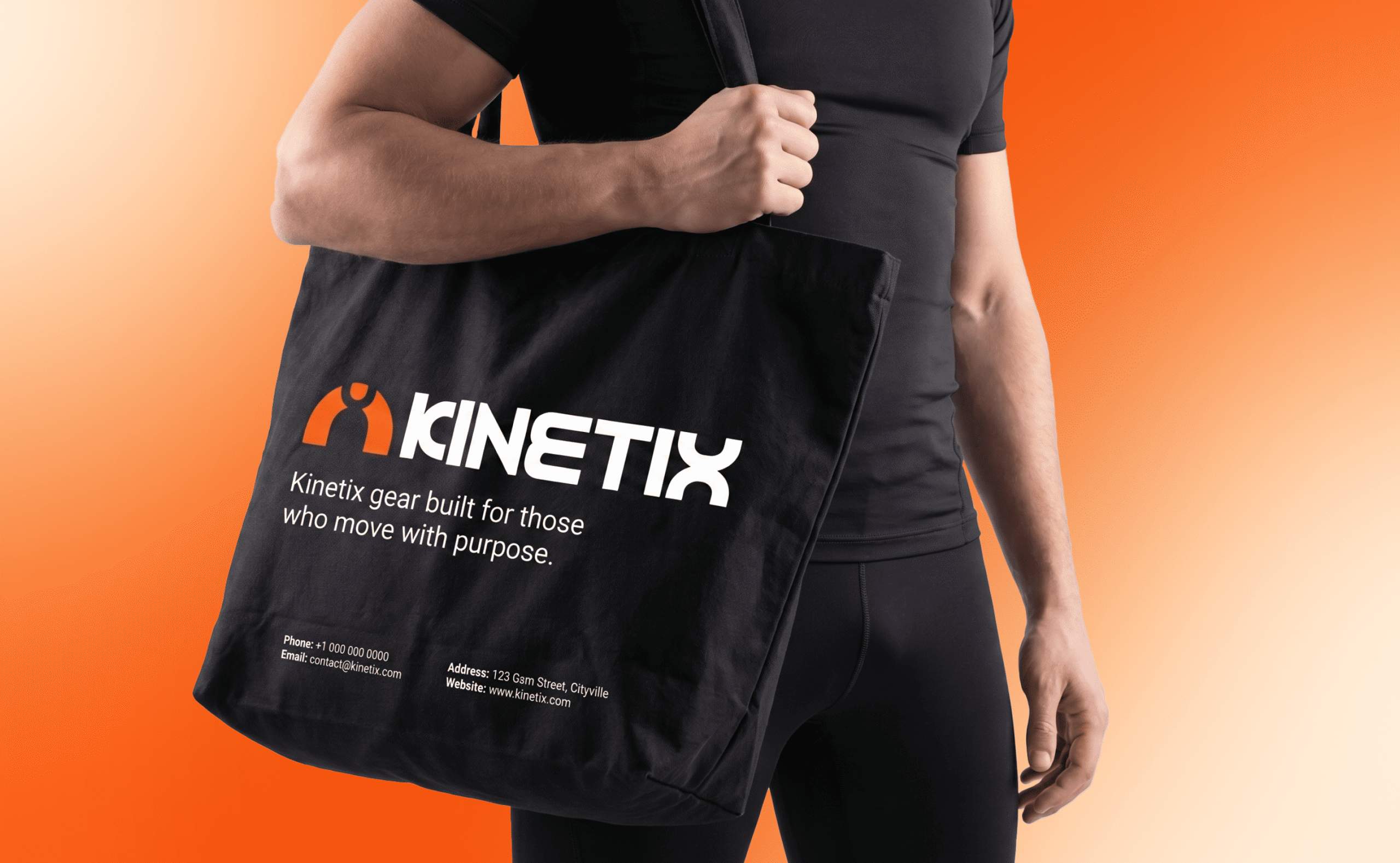 KINETIX branded tote bag merchandise design