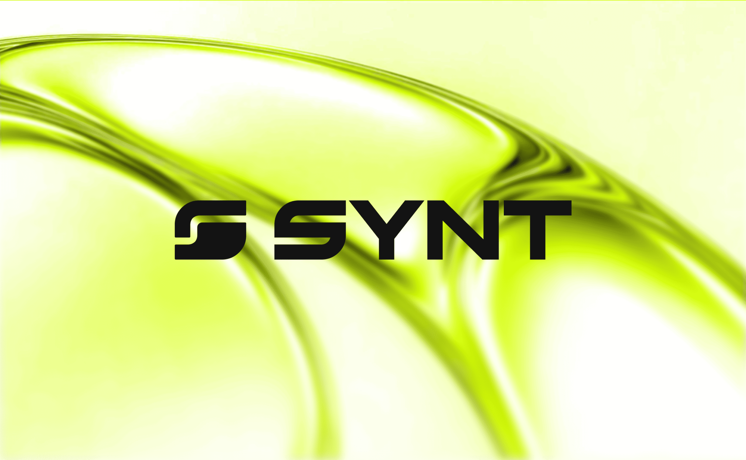 SYNT logo mark on vibrant yellow-green gradient background